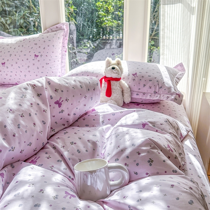 91家纺网 家纺一手货源 找家纺 帛织澜家纺 2026新款A类新疆全棉纯棉12868单品印花枕套系列（预留缩水，提供质检报告） 童话花町