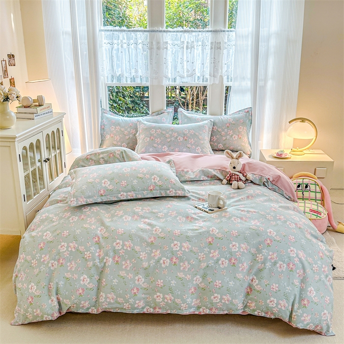 91家纺网 家纺一手货源 找家纺 帛织澜家纺 2026新款A类新疆全棉纯棉12868单品印花枕套系列（预留缩水，提供质检报告） 恋恋花开