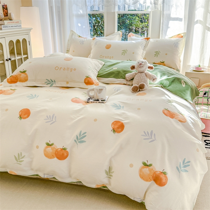 91家纺网 家纺一手货源 找家纺 帛织澜家纺 2026新款A类新疆全棉纯棉12868单品印花四件套（预留缩水，提供质检报告） 鲜橙多