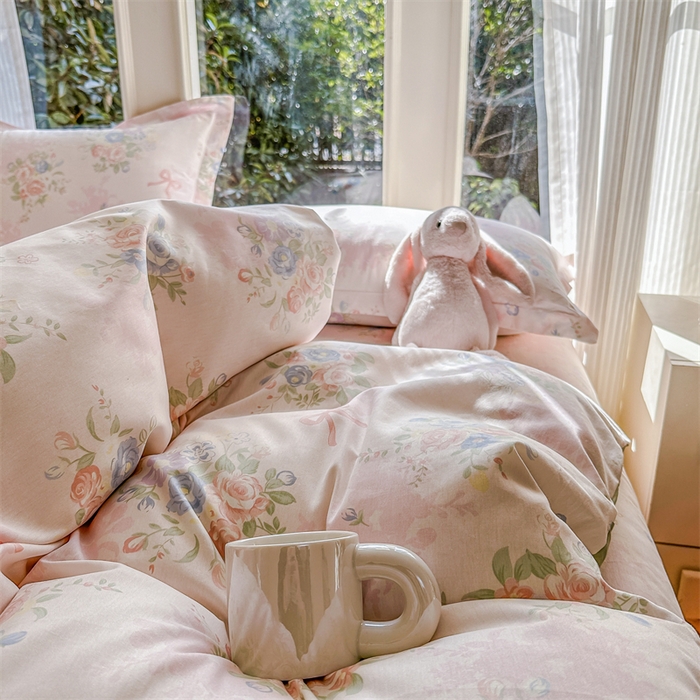 91家纺网 家纺一手货源 找家纺 帛织澜家纺 2026新款A类新疆全棉纯棉12868单品印花四件套（预留缩水，提供质检报告） 静听花语