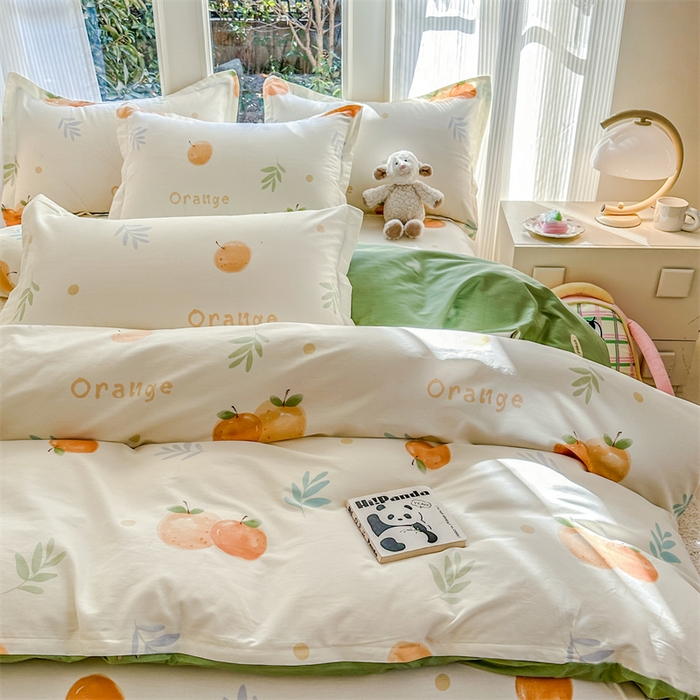 91家纺网 家纺一手货源 找家纺 帛织澜家纺 2026新款A类新疆全棉纯棉12868单品印花四件套（预留缩水，提供质检报告） 鲜橙多