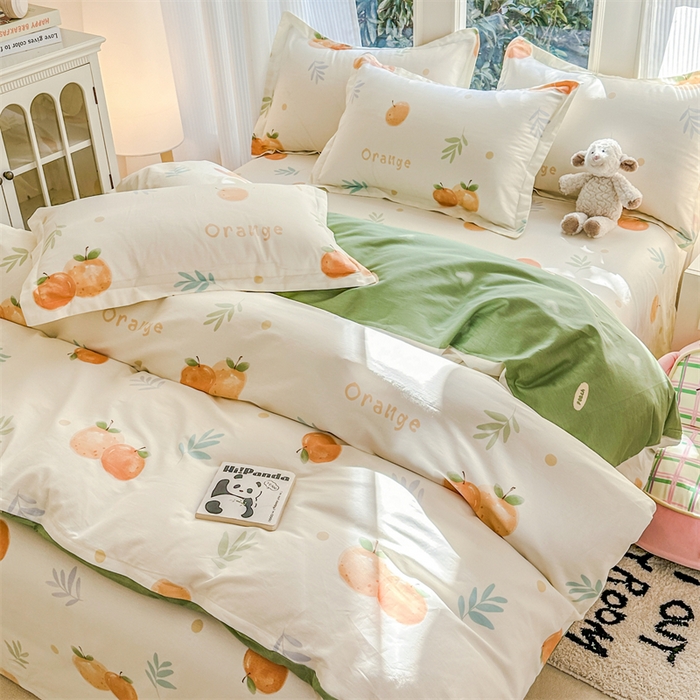91家纺网 家纺一手货源 找家纺 帛织澜家纺 2026新款A类新疆全棉纯棉12868单品印花四件套（预留缩水，提供质检报告） 鲜橙多
