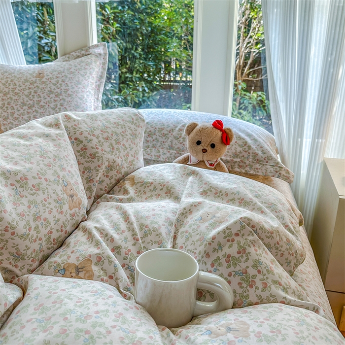 91家纺网 家纺一手货源 找家纺 帛织澜家纺 2026新款A类新疆全棉纯棉12868单品印花四件套（预留缩水，提供质检报告） 花花熊宝