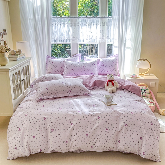 91家纺网 家纺一手货源 找家纺 帛织澜家纺 2026新款A类新疆全棉纯棉12868单品印花四件套（预留缩水，提供质检报告） 童话花町