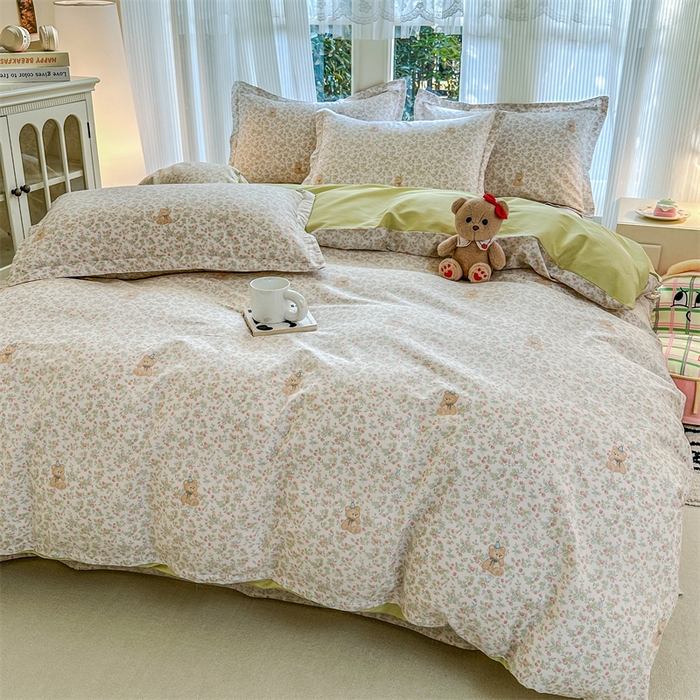 91家纺网 家纺一手货源 找家纺 帛织澜家纺 2026新款A类新疆全棉纯棉12868单品印花四件套（预留缩水，提供质检报告） 花花熊宝