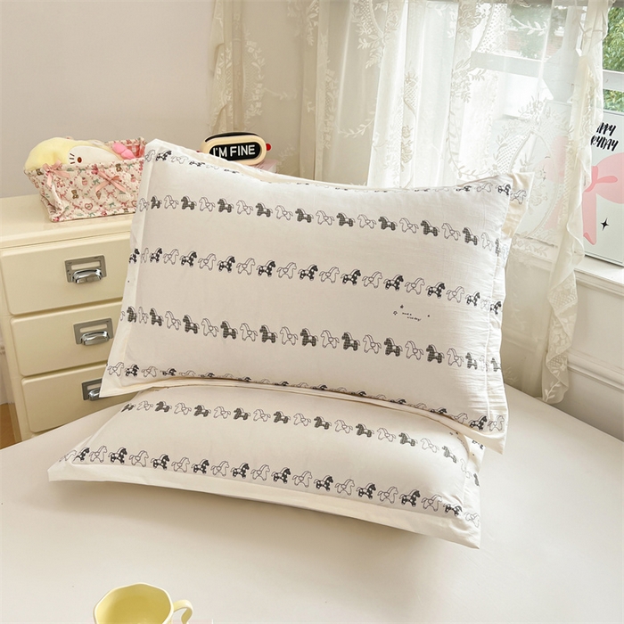 91家纺网 家纺一手货源 找家纺 梦舒羽 2026新款A类云朵棉单层枕套宿舍单人单只一只装枕芯内胆套-单层压线 小木马（单层压线）