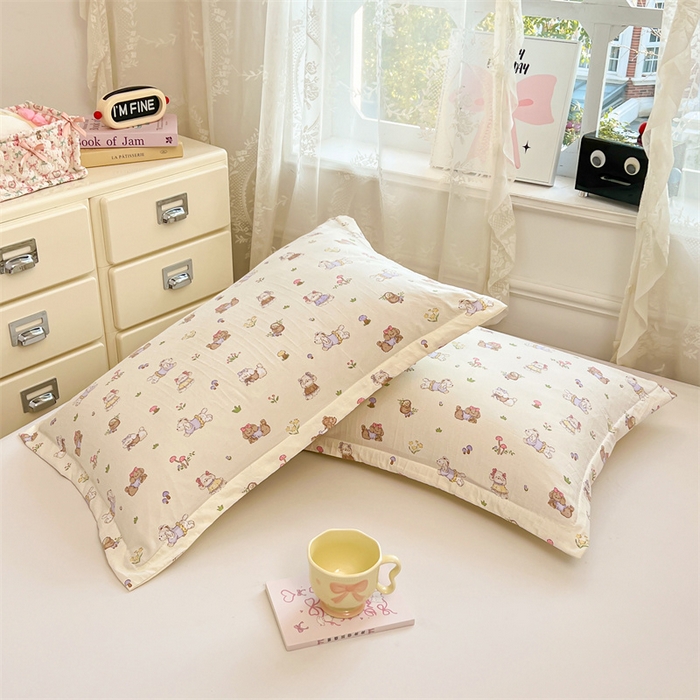 91家纺网 家纺一手货源 找家纺 梦舒羽 2026新款A类云朵棉单层枕套宿舍单人单只一只装枕芯内胆套-单层压线 欢喜汪汪（单层压线）