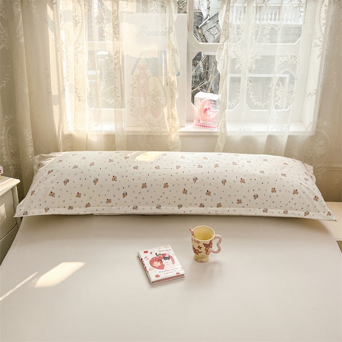 91家纺网 家纺一手货源 找家纺 梦舒羽 2026新款A类云朵棉单层枕套1.8米情侣双人加长枕芯内胆套-单层压线 甜品小猫（单层压线）