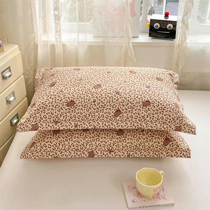 91家纺网 家纺一手货源 找家纺 圣比熊 2026新款A类云朵棉单层枕套宿舍单人单只一只装枕芯内胆套-单层压线 豹纹猫猫（单层压线）