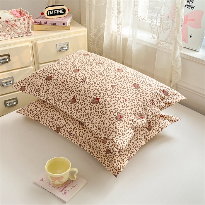 91家纺网 家纺一手货源 找家纺 圣比熊 2026新款A类云朵棉单层枕套宿舍单人单只一只装枕芯内胆套-单层压线 豹纹猫猫（单层压线）