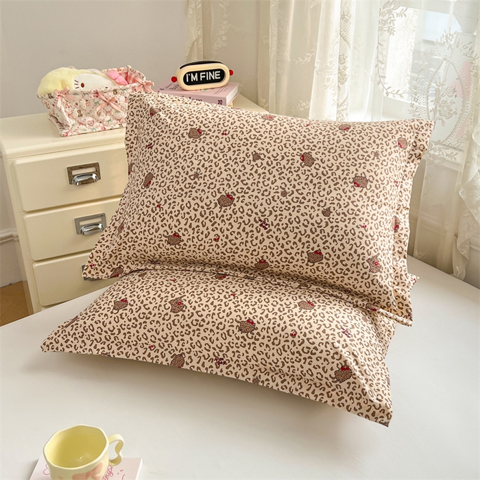 91家纺网 家纺一手货源 找家纺 圣比熊 2026新款A类云朵棉单层枕套宿舍单人单只一只装枕芯内胆套-单层压线 豹纹猫猫（单层压线）