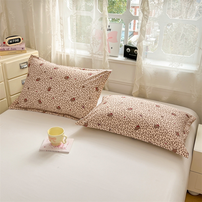 91家纺网 家纺一手货源 找家纺 圣比熊 2026新款A类云朵棉单层枕套宿舍单人单只一只装枕芯内胆套-单层压线 豹纹猫猫（单层压线）