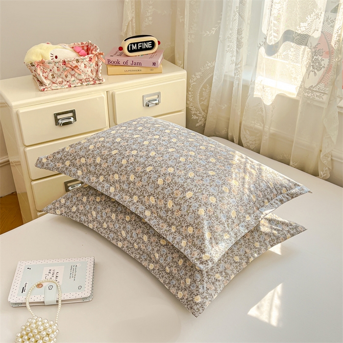 91家纺网 家纺一手货源 找家纺 圣比熊 2026新款A类云朵棉单层枕套宿舍单人单只一只装枕芯内胆套-单层压线 海棠花开（单层压线）