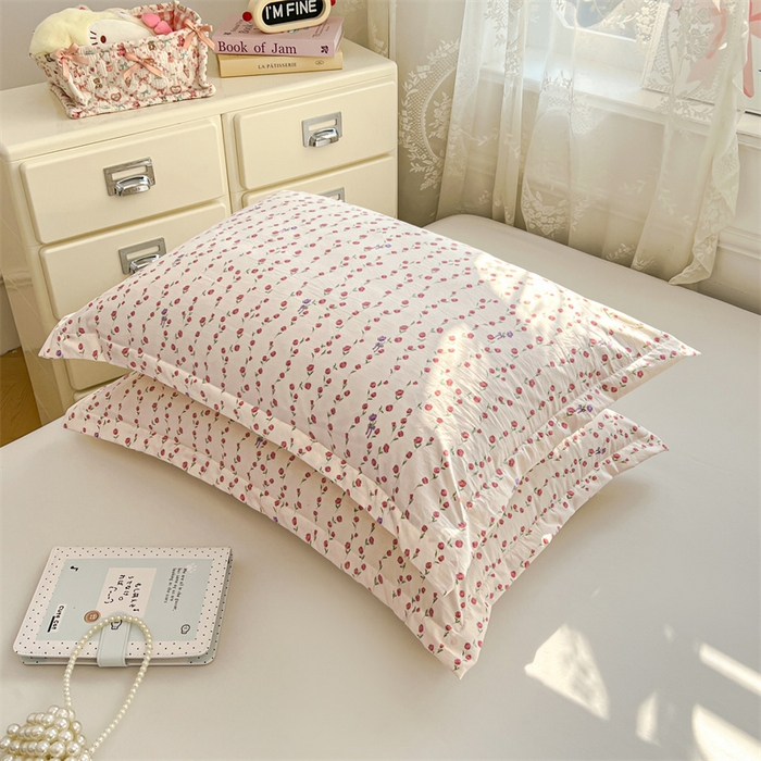 91家纺网 家纺一手货源 找家纺 圣比熊 2026新款A类云朵棉单层枕套宿舍单人单只一只装枕芯内胆套-单层压线 花漾甜心（单层压线）