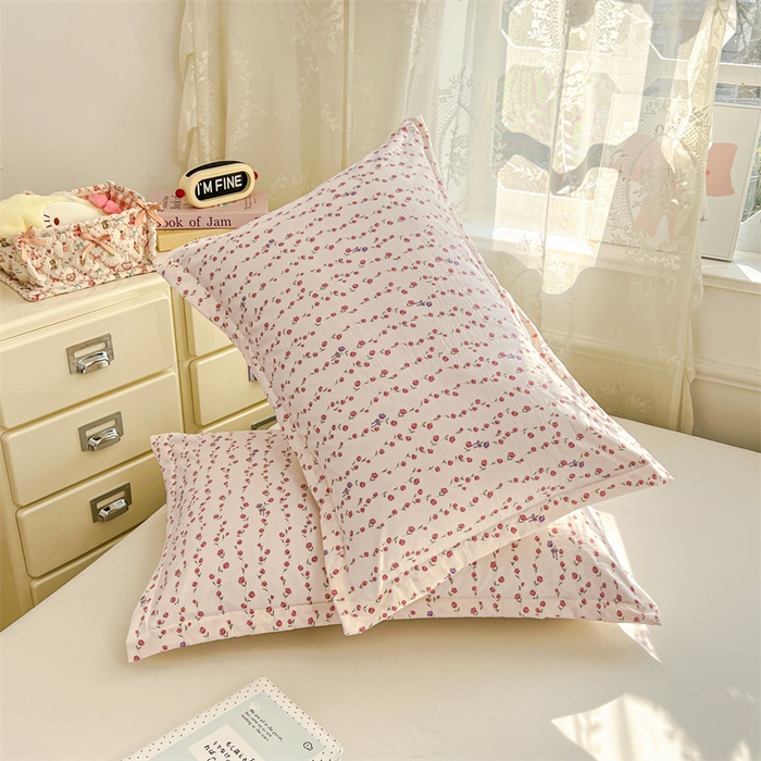 91家纺网 家纺一手货源 找家纺 圣比熊 2026新款A类云朵棉单层枕套宿舍单人单只一只装枕芯内胆套-单层压线 花漾甜心（单层压线）