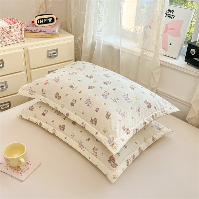 91家纺网 家纺一手货源 找家纺 圣比熊 2026新款A类云朵棉单层枕套宿舍单人单只一只装枕芯内胆套-单层压线 欢喜汪汪（单层压线）