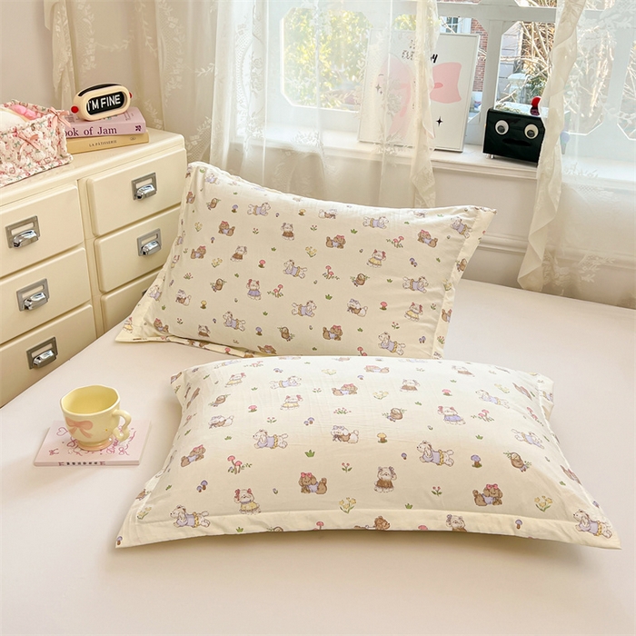 91家纺网 家纺一手货源 找家纺 圣比熊 2026新款A类云朵棉单层枕套宿舍单人单只一只装枕芯内胆套-单层压线 欢喜汪汪（单层压线）