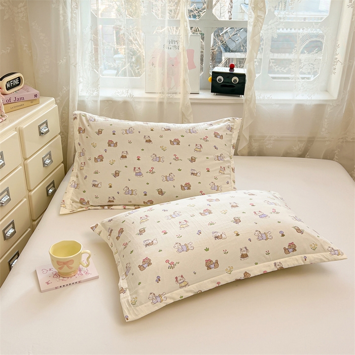 91家纺网 家纺一手货源 找家纺 圣比熊 2026新款A类云朵棉单层枕套宿舍单人单只一只装枕芯内胆套-单层压线 欢喜汪汪（单层压线）