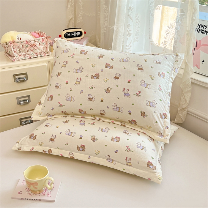 91家纺网 家纺一手货源 找家纺 圣比熊 2026新款A类云朵棉单层枕套宿舍单人单只一只装枕芯内胆套-单层压线 欢喜汪汪（单层压线）