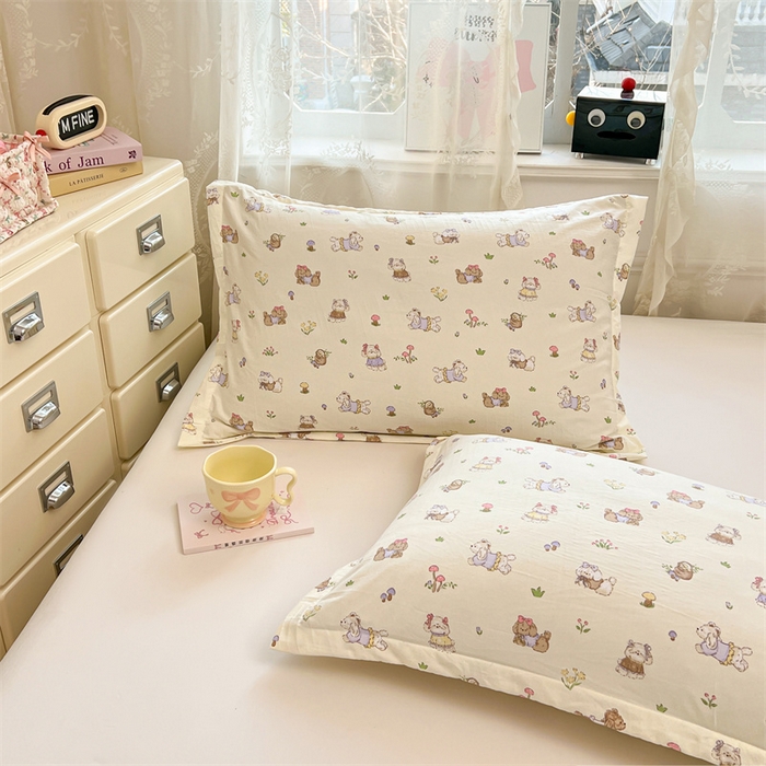 91家纺网 家纺一手货源 找家纺 圣比熊 2026新款A类云朵棉单层枕套宿舍单人单只一只装枕芯内胆套-单层压线 欢喜汪汪（单层压线）