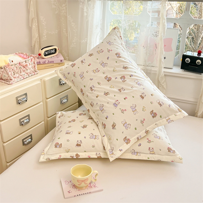 91家纺网 家纺一手货源 找家纺 圣比熊 2026新款A类云朵棉单层枕套宿舍单人单只一只装枕芯内胆套-单层压线 欢喜汪汪（单层压线）