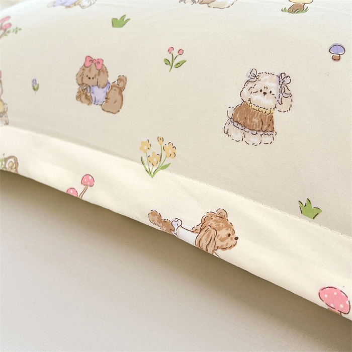 91家纺网 家纺一手货源 找家纺 圣比熊 2026新款A类云朵棉单层枕套宿舍单人单只一只装枕芯内胆套-单层压线 欢喜汪汪（单层压线）