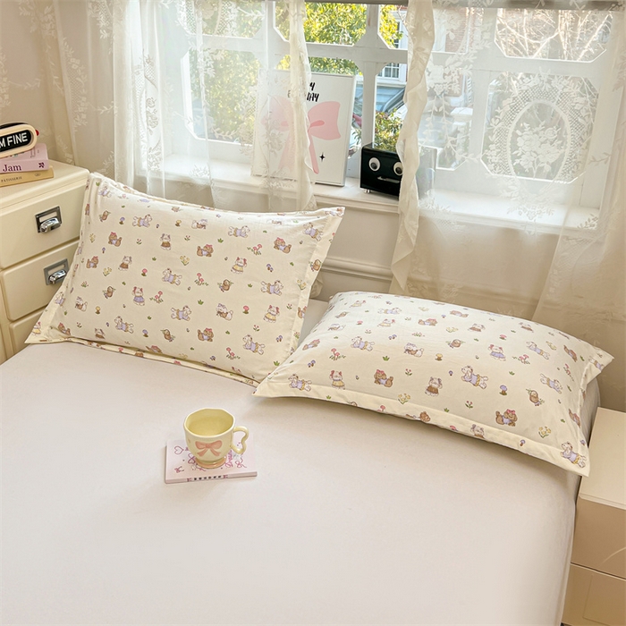 91家纺网 家纺一手货源 找家纺 圣比熊 2026新款A类云朵棉单层枕套宿舍单人单只一只装枕芯内胆套-单层压线 欢喜汪汪（单层压线）