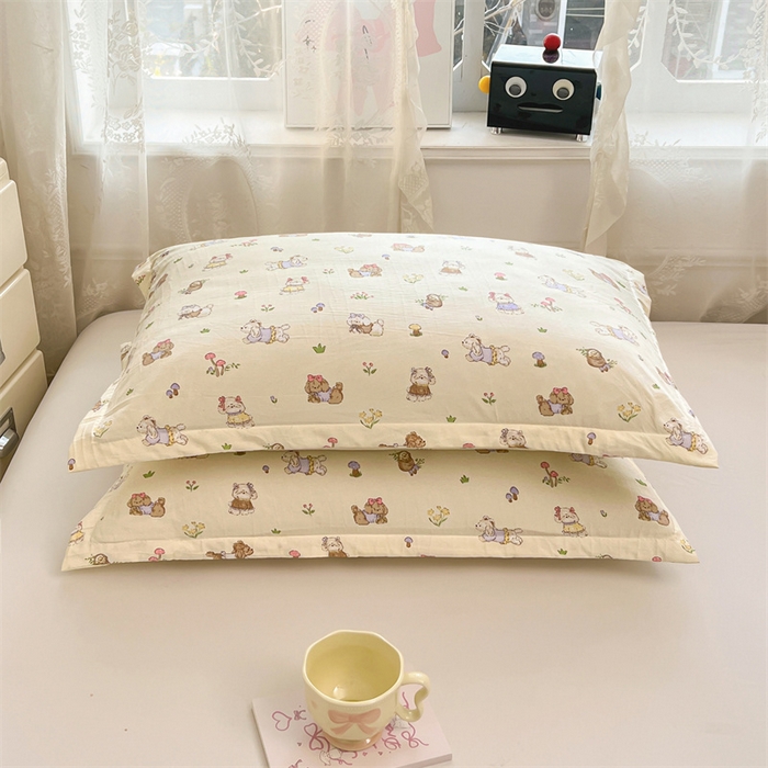 91家纺网 家纺一手货源 找家纺 圣比熊 2026新款A类云朵棉单层枕套宿舍单人单只一只装枕芯内胆套-单层压线 欢喜汪汪（单层压线）