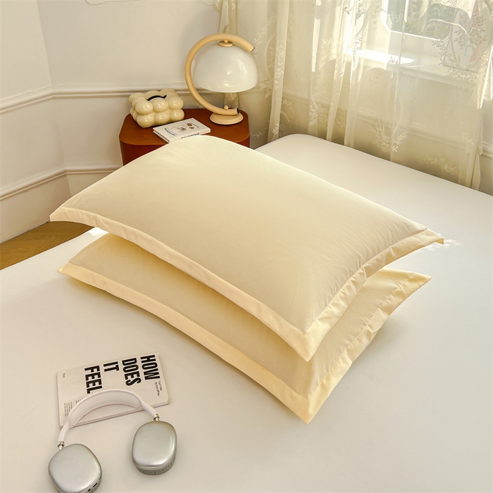 91家纺网 家纺一手货源 找家纺 圣比熊 2026新款A类云朵棉单层枕套宿舍单人单只一只装枕芯内胆套-单层压线 暖木黄（单层压线）
