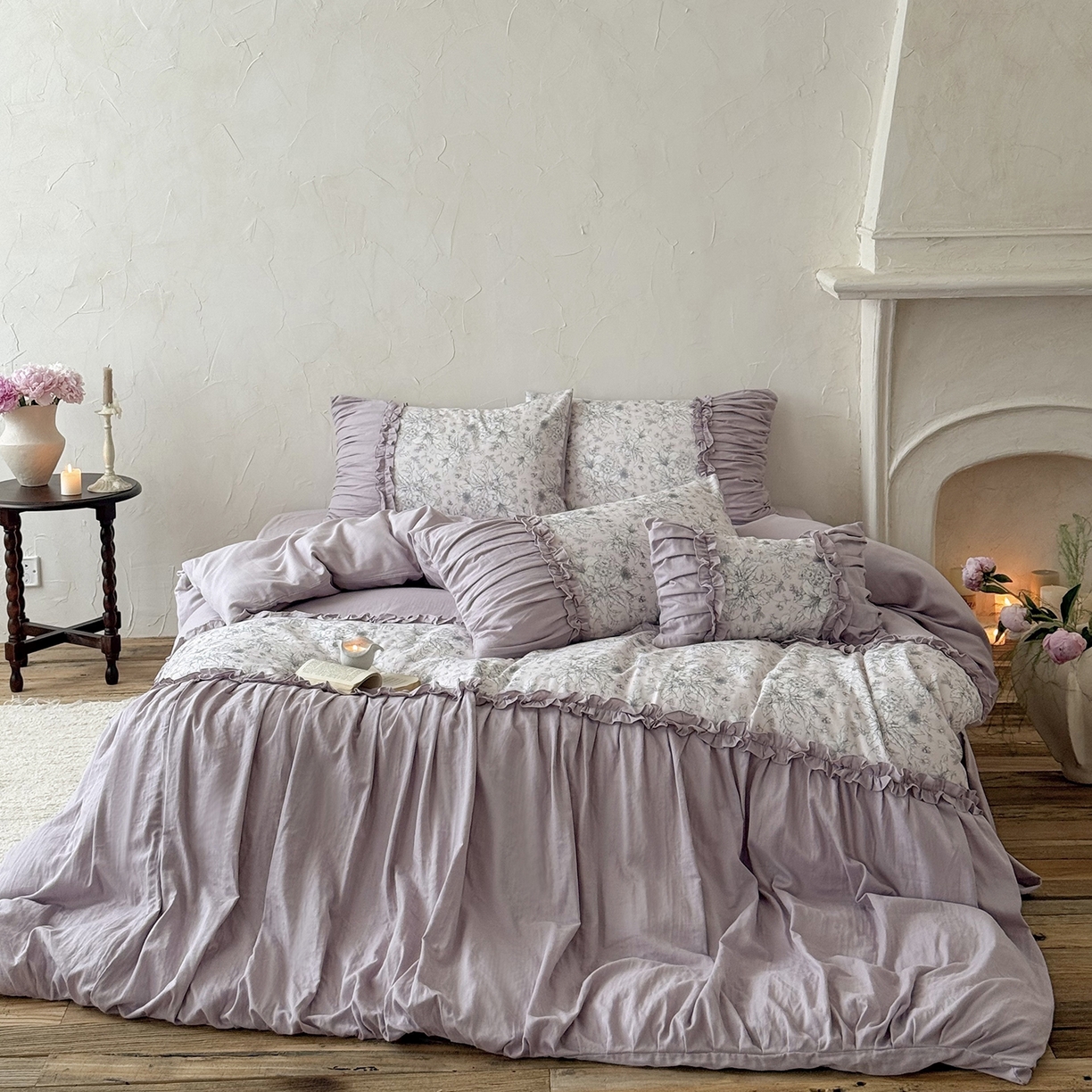 （总）多乐娜 2026新款法式纯棉长绒棉双层纱四件套-月霓（会员-20，控价：329/349（券后最低！）请勿低价销售！）