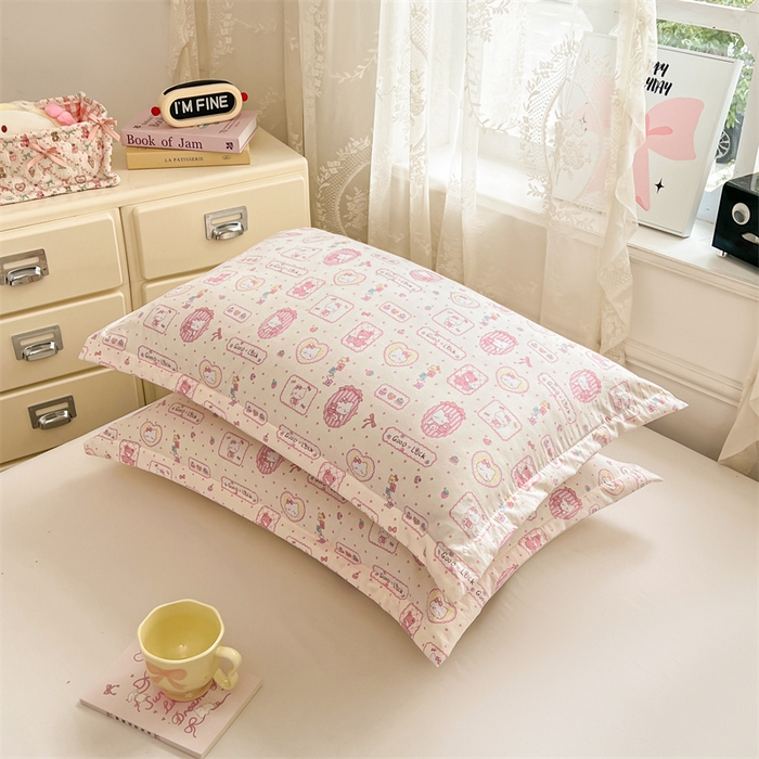 91家纺网 家纺一手货源 找家纺 圣比熊 2026新款A类云朵棉单层枕套宿舍单人单只一只装枕芯内胆套-单层压线 甜品小猫（单层压线）