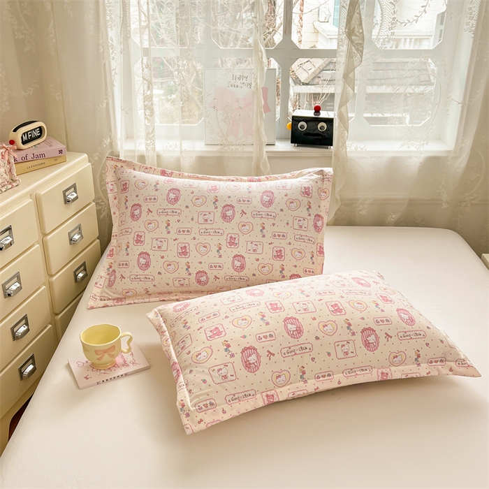 91家纺网 家纺一手货源 找家纺 圣比熊 2026新款A类云朵棉单层枕套宿舍单人单只一只装枕芯内胆套-单层压线 甜品小猫（单层压线）