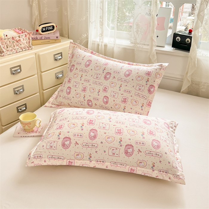 91家纺网 家纺一手货源 找家纺 圣比熊 2026新款A类云朵棉单层枕套宿舍单人单只一只装枕芯内胆套-单层压线 甜品小猫（单层压线）