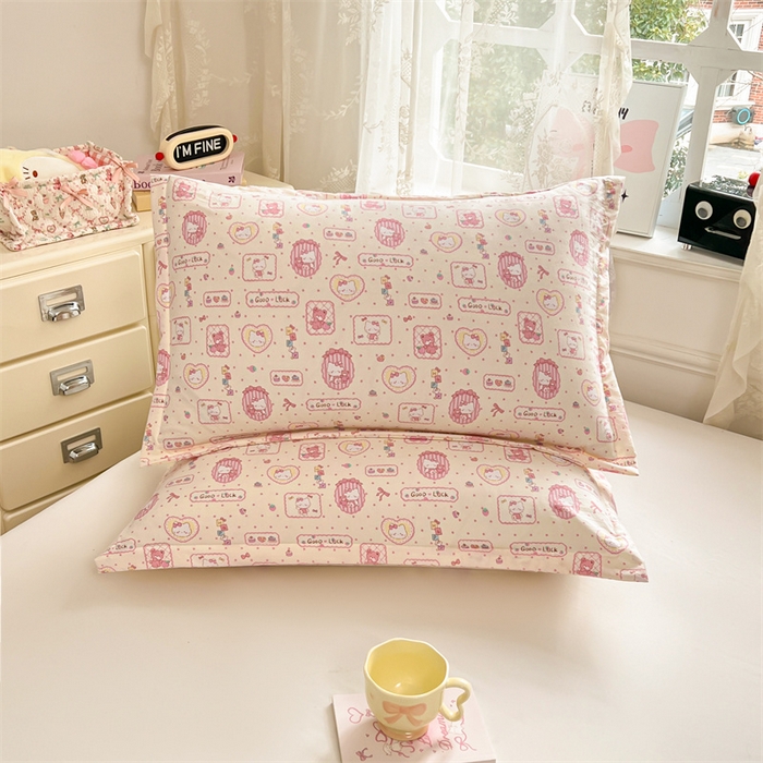 91家纺网 家纺一手货源 找家纺 圣比熊 2026新款A类云朵棉单层枕套宿舍单人单只一只装枕芯内胆套-单层压线 甜品小猫（单层压线）
