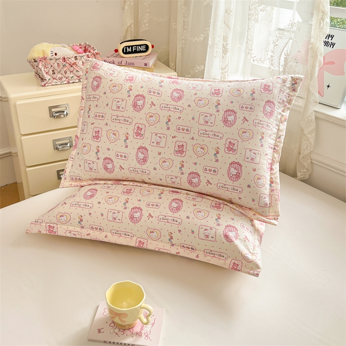 91家纺网 家纺一手货源 找家纺 圣比熊 2026新款A类云朵棉单层枕套宿舍单人单只一只装枕芯内胆套-单层压线 甜品小猫（单层压线）