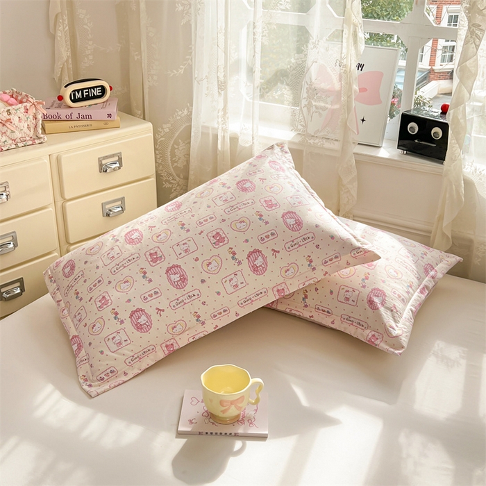 91家纺网 家纺一手货源 找家纺 圣比熊 2026新款A类云朵棉单层枕套宿舍单人单只一只装枕芯内胆套-单层压线 甜品小猫（单层压线）