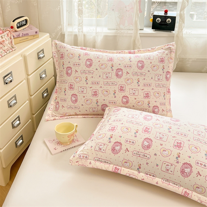 91家纺网 家纺一手货源 找家纺 圣比熊 2026新款A类云朵棉单层枕套宿舍单人单只一只装枕芯内胆套-单层压线 甜品小猫（单层压线）