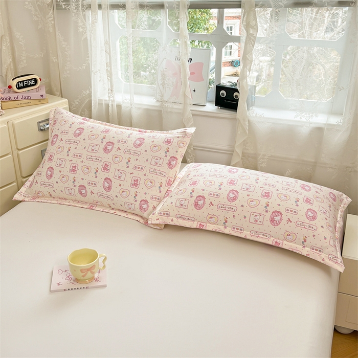 91家纺网 家纺一手货源 找家纺 圣比熊 2026新款A类云朵棉单层枕套宿舍单人单只一只装枕芯内胆套-单层压线 甜品小猫（单层压线）