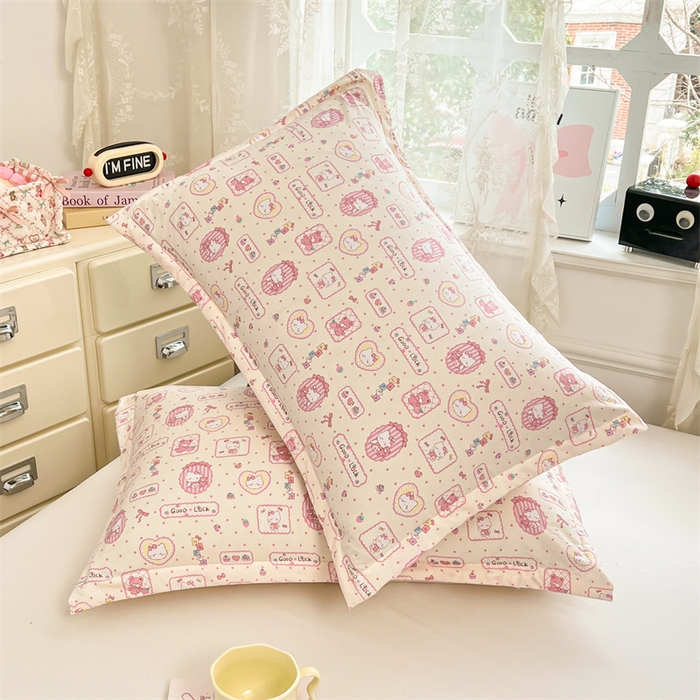 91家纺网 家纺一手货源 找家纺 圣比熊 2026新款A类云朵棉单层枕套宿舍单人单只一只装枕芯内胆套-单层压线 甜品小猫（单层压线）