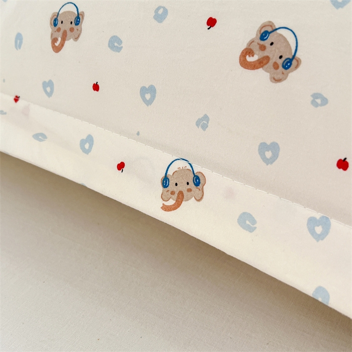 91家纺网 家纺一手货源 找家纺 圣比熊 2026新款A类云朵棉单层枕套宿舍单人单只一只装枕芯内胆套-单层压线 童趣小象（单层压线）