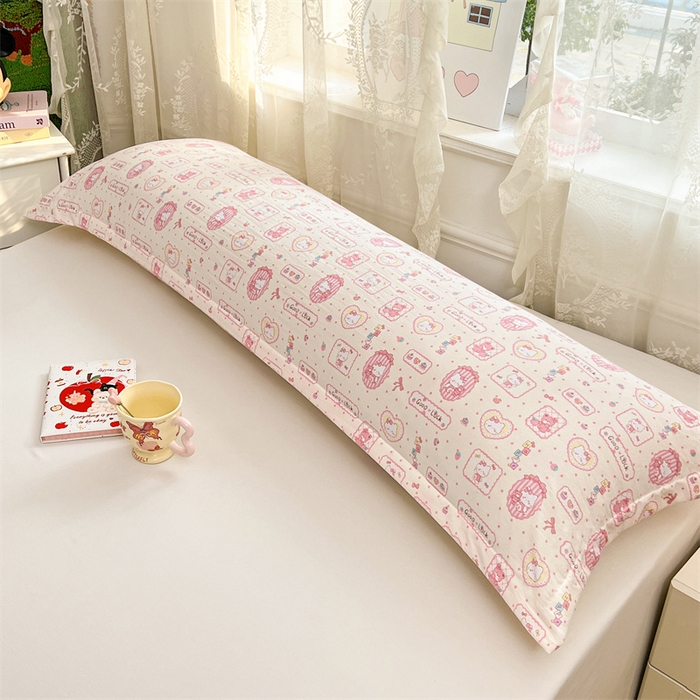 91家纺网 家纺一手货源 找家纺 圣比熊 2026新款A类云朵棉单层枕套1.8米情侣双人加长枕芯内胆套-单层压线 甜品小猫（单层压线）