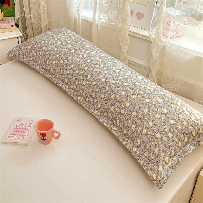 91家纺网 家纺一手货源 找家纺 圣比熊 2026新款A类云朵棉单层枕套1.8米情侣双人加长枕芯内胆套-单层压线 海棠花开（单层压线）