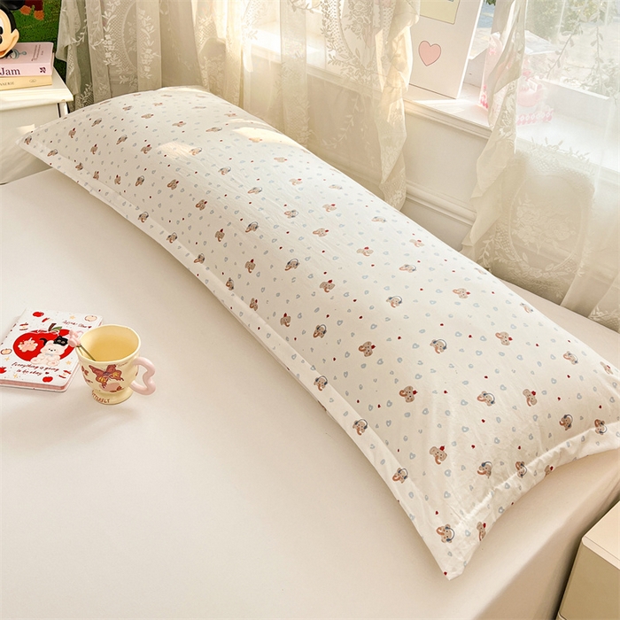 91家纺网 家纺一手货源 找家纺 圣比熊 2026新款A类云朵棉单层枕套1.8米情侣双人加长枕芯内胆套-单层压线 童趣小象（单层压线）