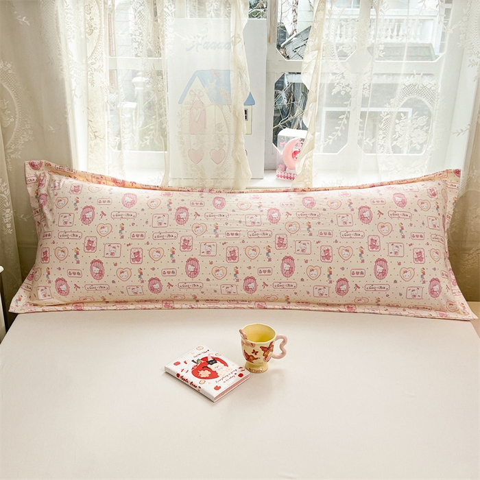 91家纺网 家纺一手货源 找家纺 圣比熊 2026新款A类云朵棉单层枕套1.8米情侣双人加长枕芯内胆套-单层压线 甜品小猫（单层压线）