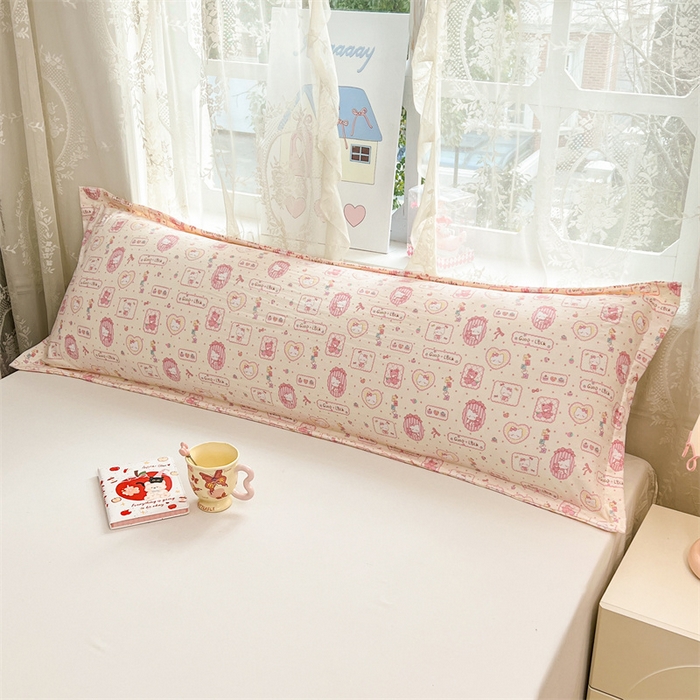 91家纺网 家纺一手货源 找家纺 圣比熊 2026新款A类云朵棉单层枕套1.8米情侣双人加长枕芯内胆套-单层压线 甜品小猫（单层压线）