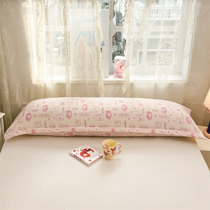 91家纺网 家纺一手货源 找家纺 圣比熊 2026新款A类云朵棉单层枕套1.8米情侣双人加长枕芯内胆套-单层压线 甜品小猫（单层压线）