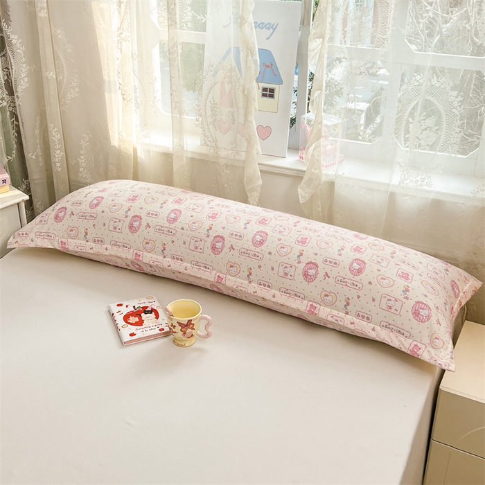 91家纺网 家纺一手货源 找家纺 圣比熊 2026新款A类云朵棉单层枕套1.8米情侣双人加长枕芯内胆套-单层压线 甜品小猫（单层压线）