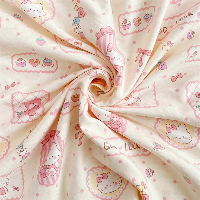 91家纺网 家纺一手货源 找家纺 圣比熊 2026新款A类云朵棉单层枕套1.8米情侣双人加长枕芯内胆套-单层压线 甜品小猫（单层压线）