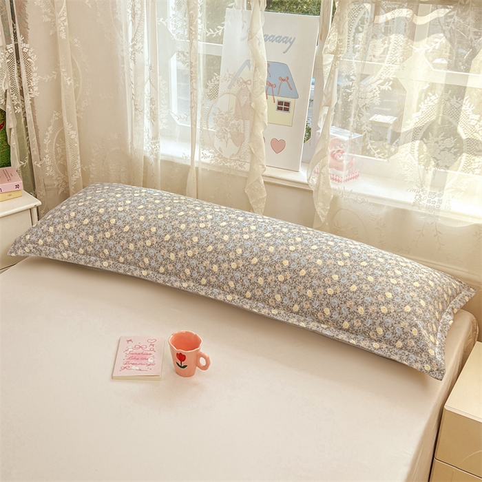 91家纺网 家纺一手货源 找家纺 圣比熊 2026新款A类云朵棉单层枕套1.8米情侣双人加长枕芯内胆套-单层压线 海棠花开（单层压线）