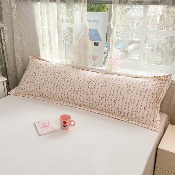 91家纺网 家纺一手货源 找家纺 圣比熊 2026新款A类云朵棉单层枕套1.8米情侣双人加长枕芯内胆套-单层压线 花漾甜心（单层压线）